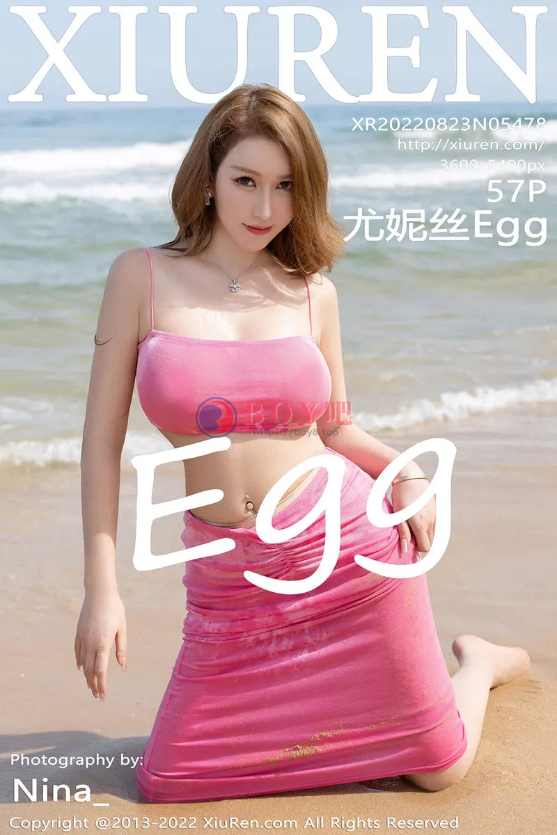 [XiuRen秀人网] No.5478 女神尤妮丝Egg海南旅拍粉红抹胸吊带配超薄无内肉丝诱惑写真 - BOY吧-BOY吧