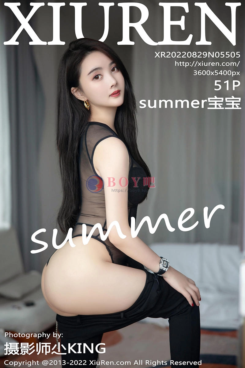 [XiuRen秀人网] No.5505 模特Summer宝宝私房半脱露黑色轻透服饰秀曼妙身姿诱惑写真 - BOY吧-BOY吧