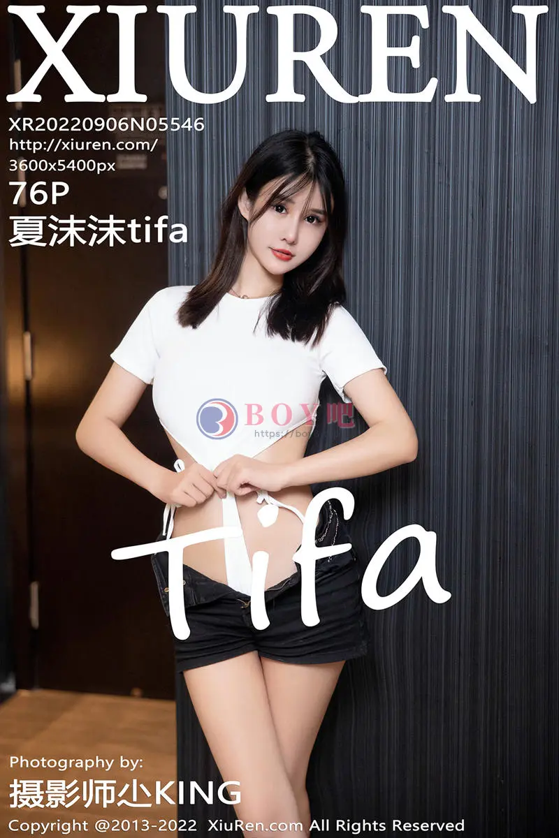[XiuRen秀人网] No.5546 模特夏沫沫tifa脱黑色短裤露白色高叉连体衣秀完美身材诱惑写真 - BOY吧-BOY吧