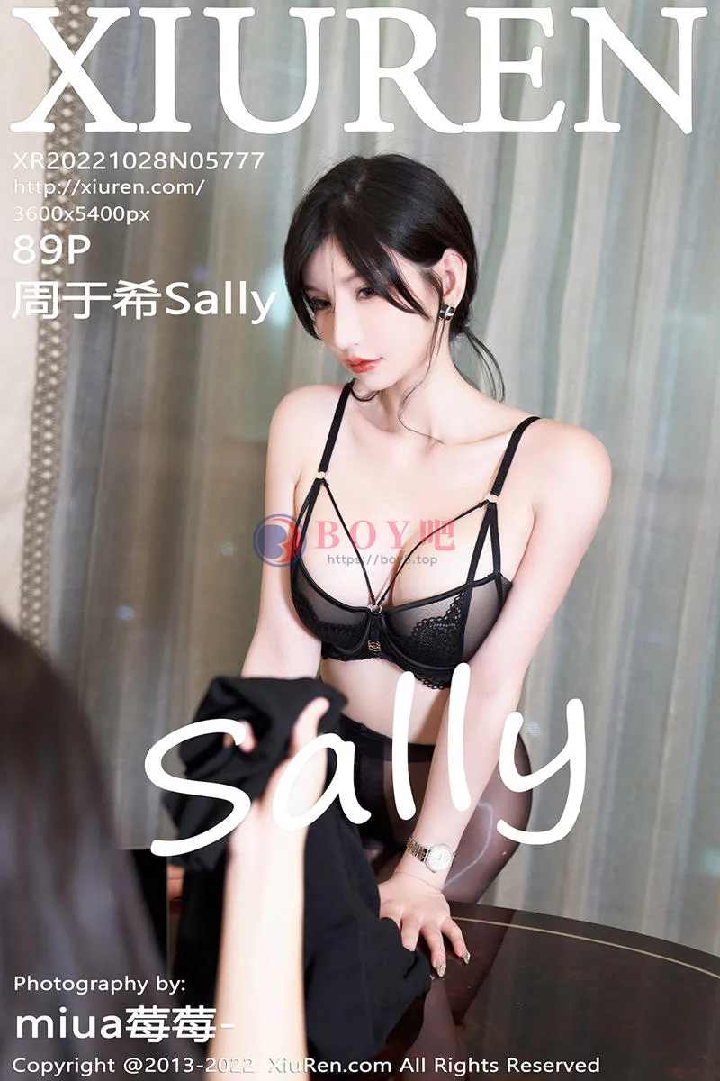 [XiuRen秀人网] No.5777 女神周于希Sally黑上衣配浅色短裙露超薄闪亮黑丝极致魅惑写真 - BOY吧-BOY吧