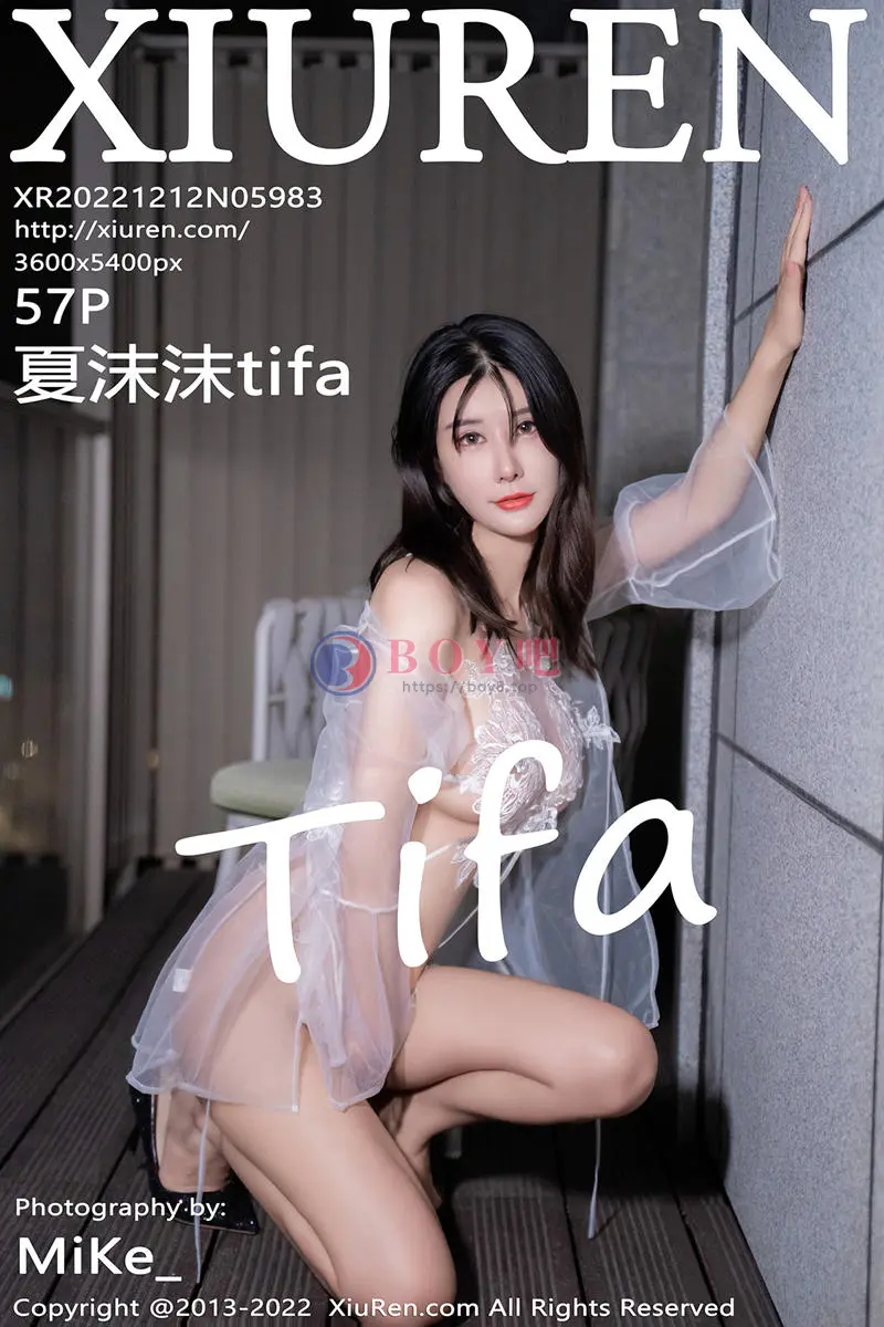 [XiuRen秀人网] No.5983 模特夏沫沫tifa性感白色轻透薄纱配丁字裤秀火辣身材诱惑写真 - BOY吧-BOY吧