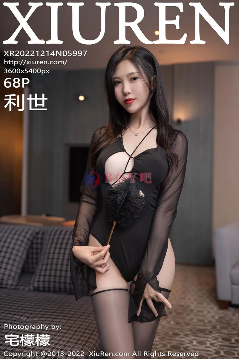 [XiuRen秀人网] No.5997 模特利世私房性感黑色薄纱服饰配超薄黑丝秀曼妙身姿妩媚写真-BOY吧