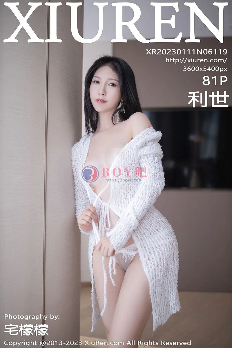 [XiuRen秀人网] No.6119 模特利世女友角色白色缕空毛线配白丝吊袜秀曼妙身姿诱惑写真-BOY吧