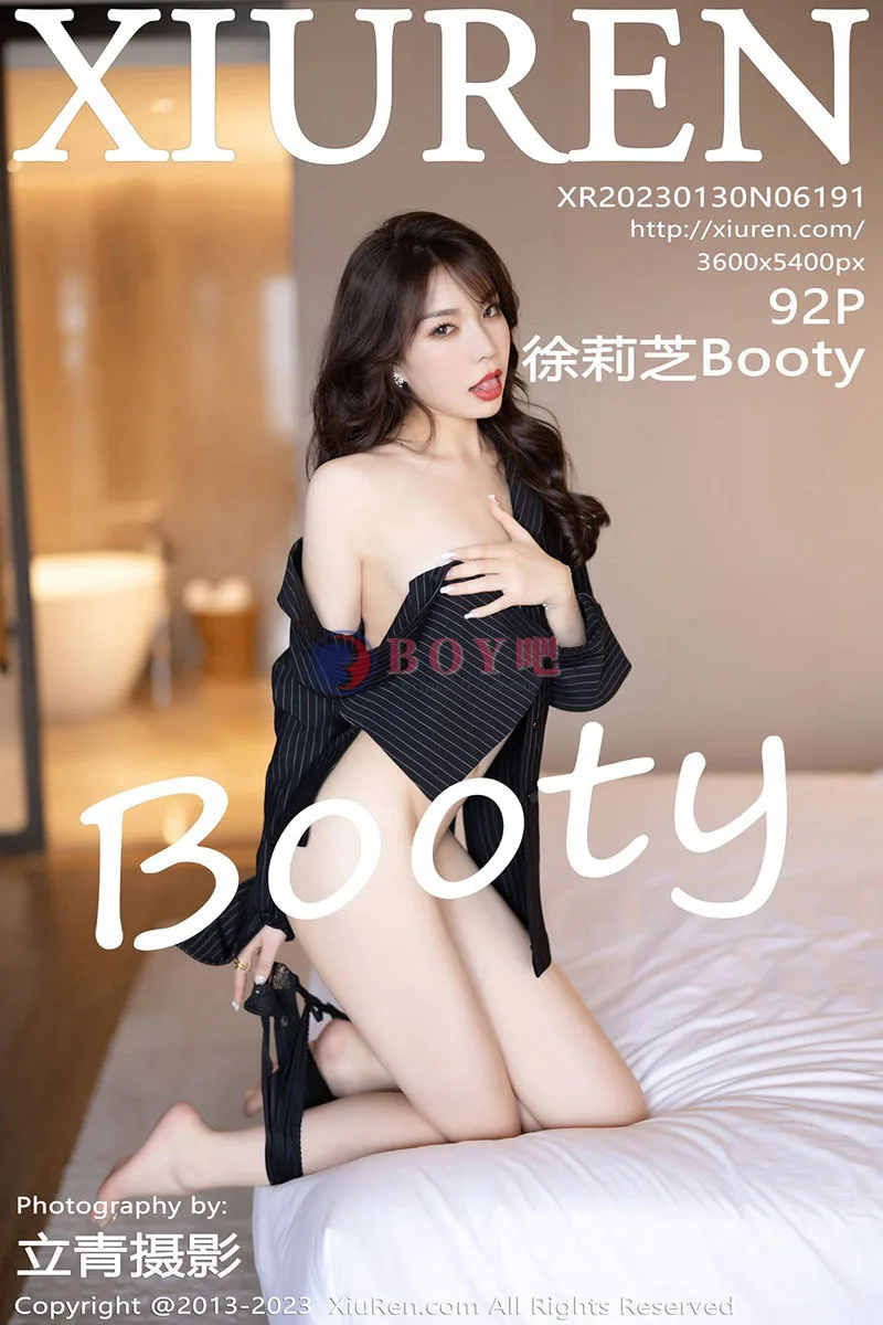 [XiuRen秀人网] No.6191 女神徐莉芝Booty黑色条纹上衣配圆点黑丝秀曼妙身姿诱惑写真-BOY吧