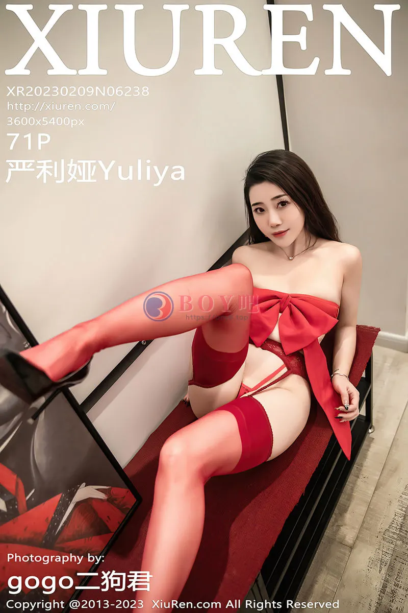 [XiuRen秀人网] No.6238 模特严利娅Yuliya私房性感红色内衣服饰配丝袜吊袜火辣诱惑写真 - BOY吧-BOY吧