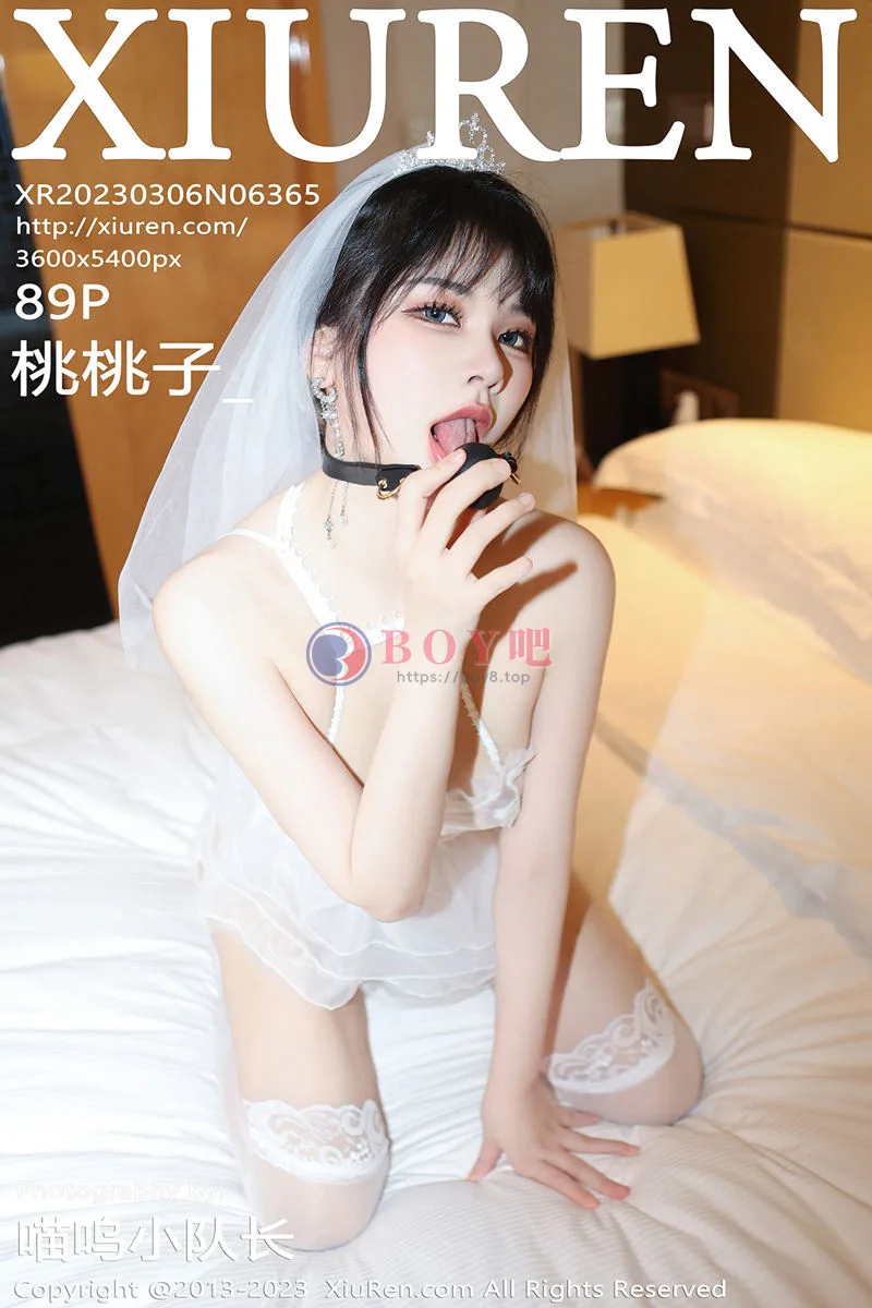 [XiuRen秀人网] No.6365 模特桃桃子_性感白色蕾丝婚纱配白丝袜透视秀惹火身材诱惑写真-BOY吧