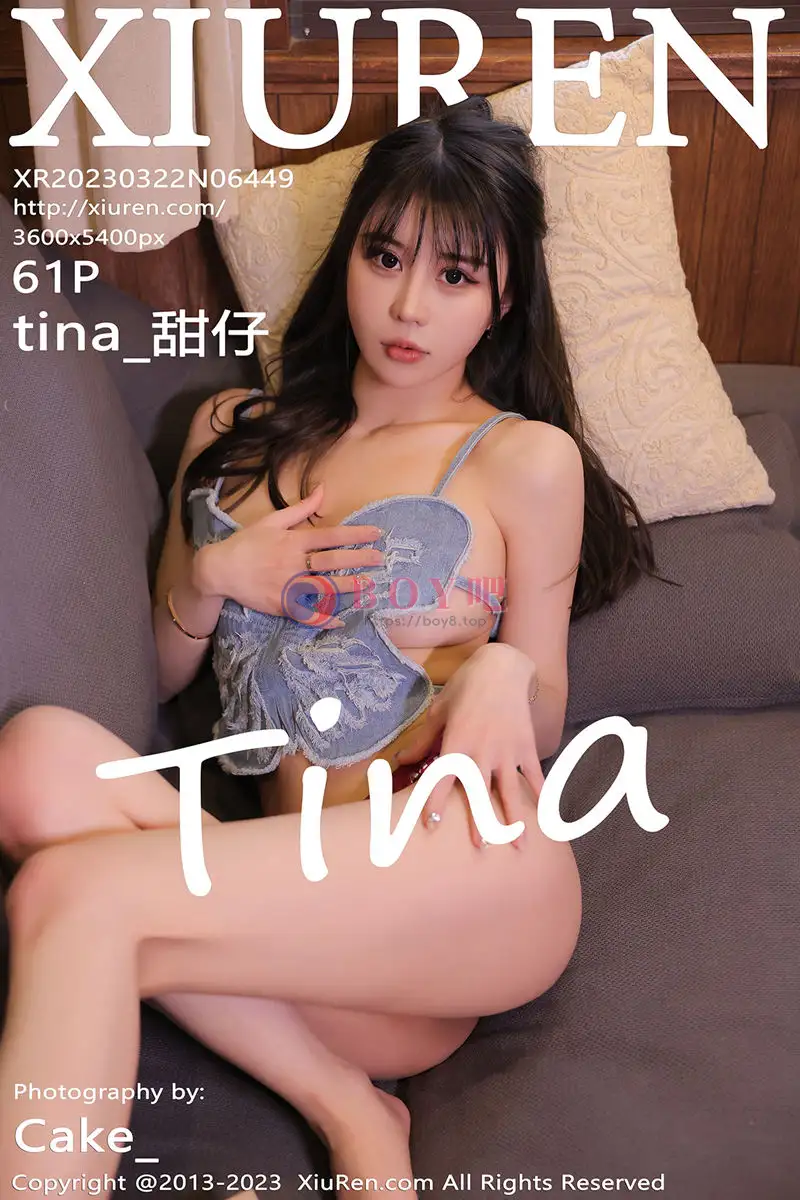 [XiuRen秀人网] No.6449 模特tina_甜仔牛仔布短款上衣配牛仔裤半脱秀凹凸身材诱惑写真-BOY吧