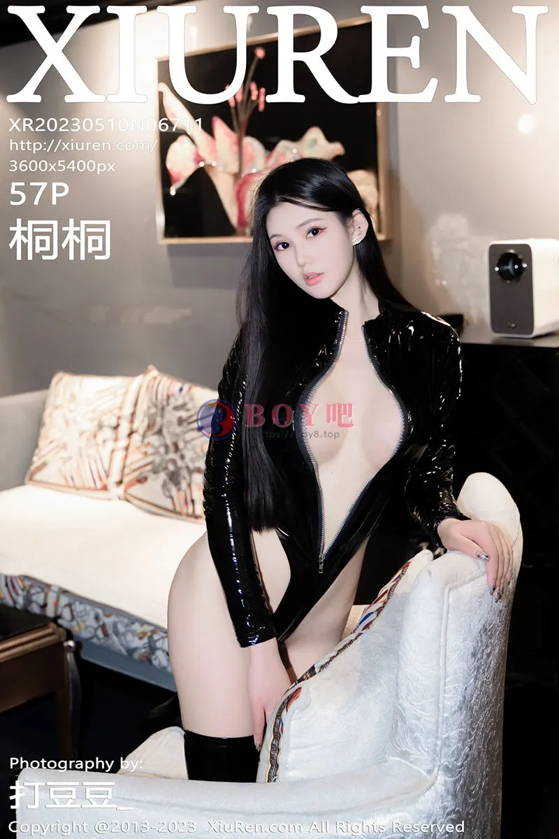 [XiuRen秀人网] No.6711 模特桐桐性感黑色皮质连体衣配黑皮靴秀完美身材迷人诱惑写真 - BOY吧-BOY吧