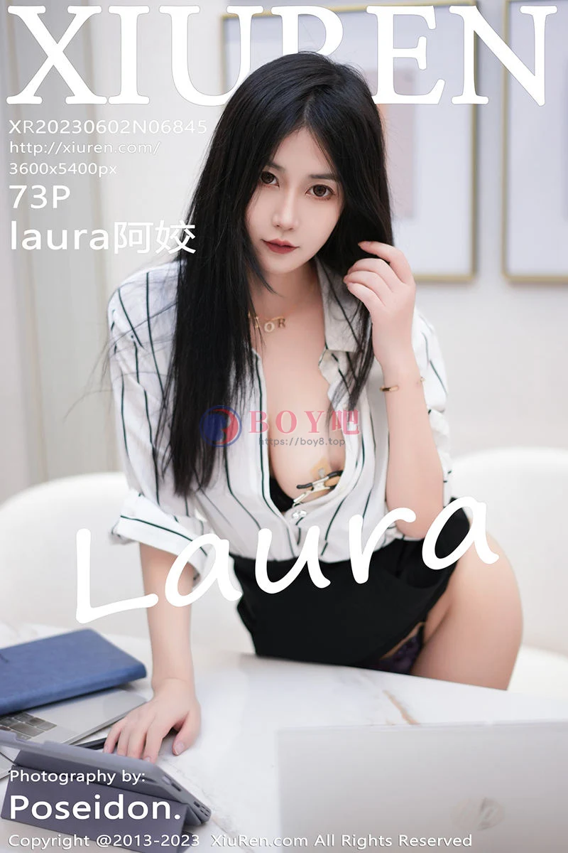 [XiuRen秀人网] No.6845 模特laura阿姣性感白T配黑色短裙半脱露豪乳遮点惹火诱惑写真-BOY吧