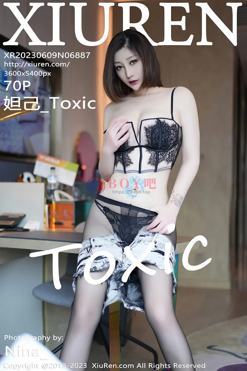 [XiuRen秀人网] No.6887 女神妲己_Toxic性感黑色蕾丝内衣配超薄黑丝秀丰腴美臀诱惑写真-BOY吧