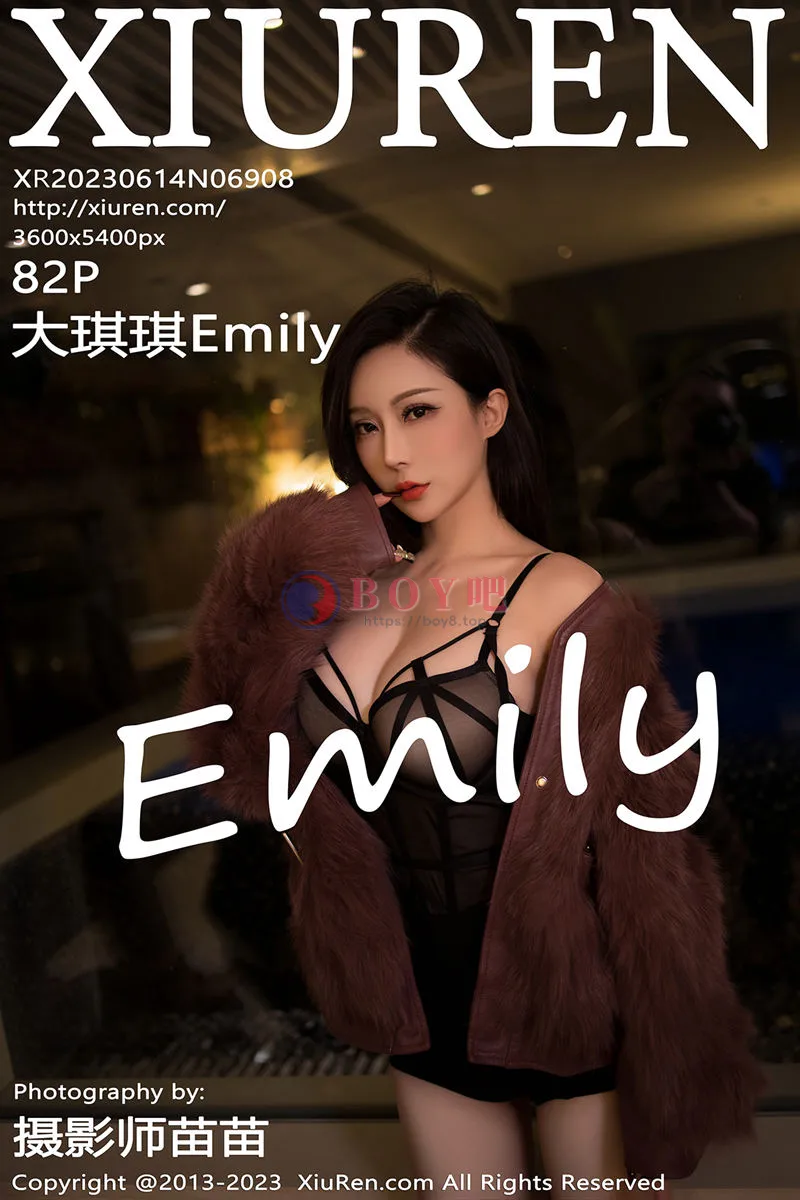 [XiuRen秀人网] No.6908 模特大琪琪Emily脱红灰毛衣露黑色情趣内衣秀玲珑身段诱惑写真 - BOY吧-BOY吧