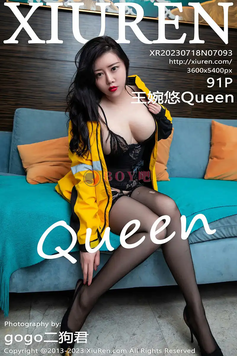 [XiuRen秀人网] No.7093 模特王婉悠Queen黑色情趣蕾丝配黑丝吊袜秀丰腴身姿诱惑写真-BOY吧