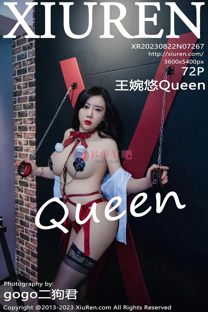 [XiuRen秀人网] No.7267 模特王婉悠Queen性感白T配黑短裙露红色情趣服饰惹火诱惑写真-BOY吧