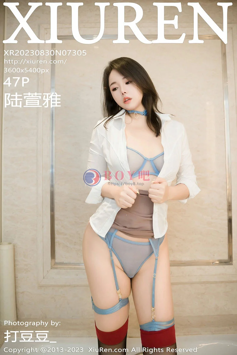 [XiuRen秀人网] No.7305 模特陆萱雅性感白T配短裙露轻透淡蓝色内衣秀丰满身材诱惑写真-BOY吧