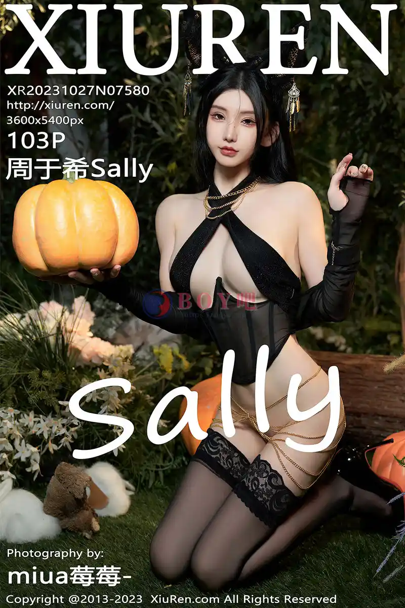 [XiuRen秀人网] No.7580 女神周于希Sally万圣节主题性感黑色情趣服秀惹火身材诱惑写真-BOY吧