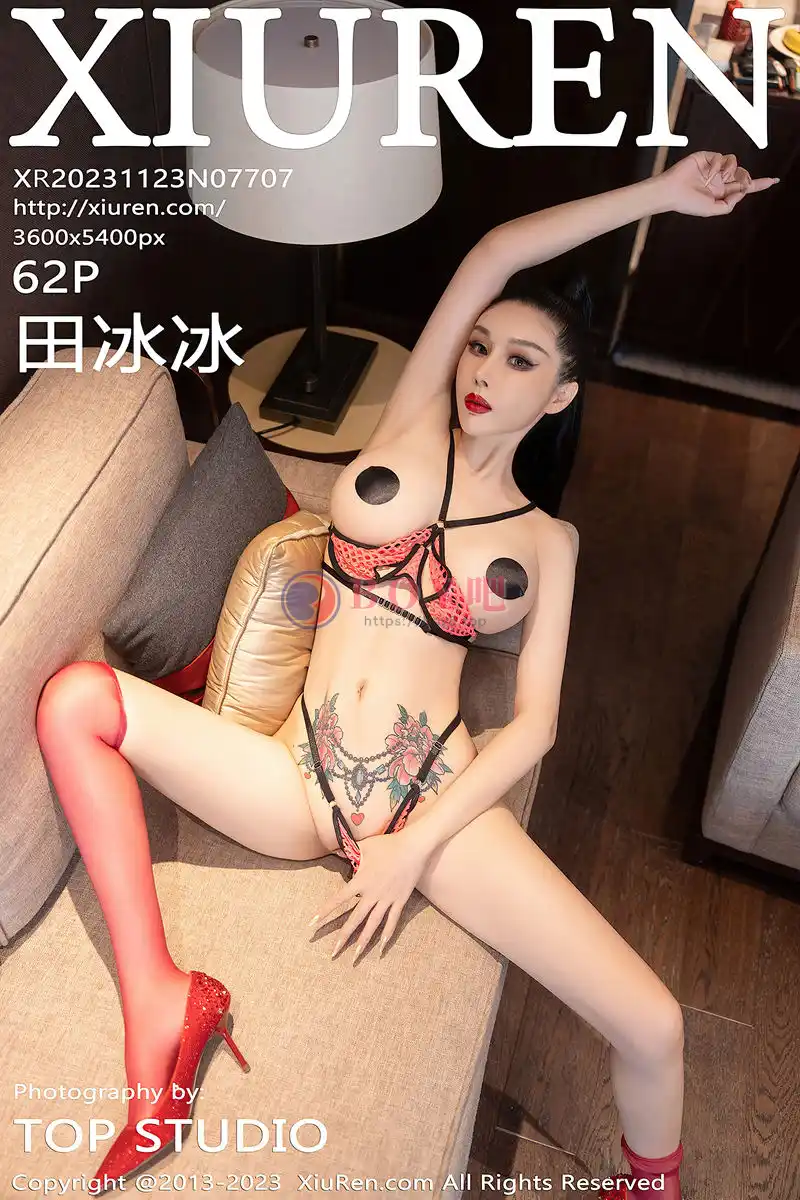 [XiuRen秀人网] No.7707 模特田冰冰性感红色缕空比基尼服饰配红丝袜秀惹火身材诱惑写真-BOY吧