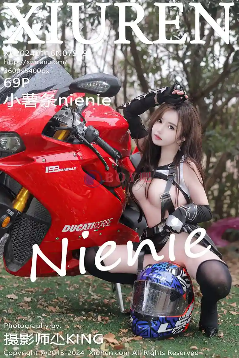 [XiuRen秀人网] No.7969 模特小薯条nienie摩托女郎角色白上衣配黑短裙秀丰满身材诱惑写真-BOY吧