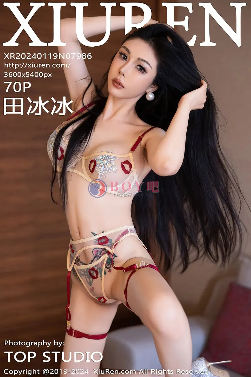 [XiuRen秀人网] No.7986 模特田冰冰性感轻透情趣内衣半脱秀豪乳宝石遮点惹火诱惑写真-BOY吧