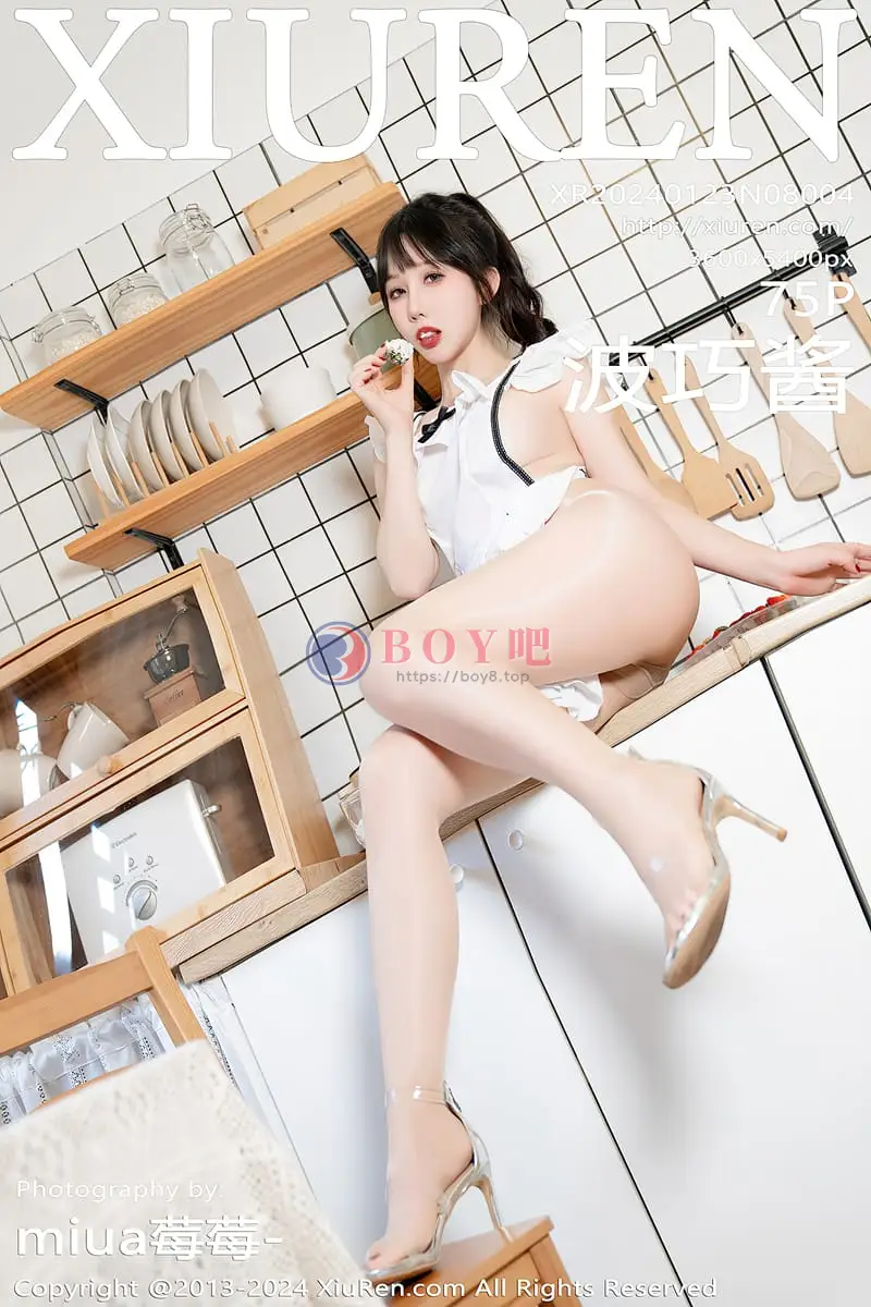 [XiuRen秀人网] No.8004 模特波巧酱性感美艳小厨娘露超薄闪亮肉丝秀魔鬼身材诱惑写真-BOY吧