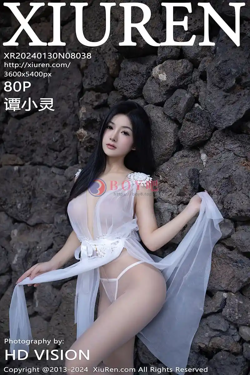 [XiuRen秀人网] No.8038 模特谭小灵性感白色轻薄连衣短裙配超薄肉丝秀惹火身段诱惑写真-BOY吧