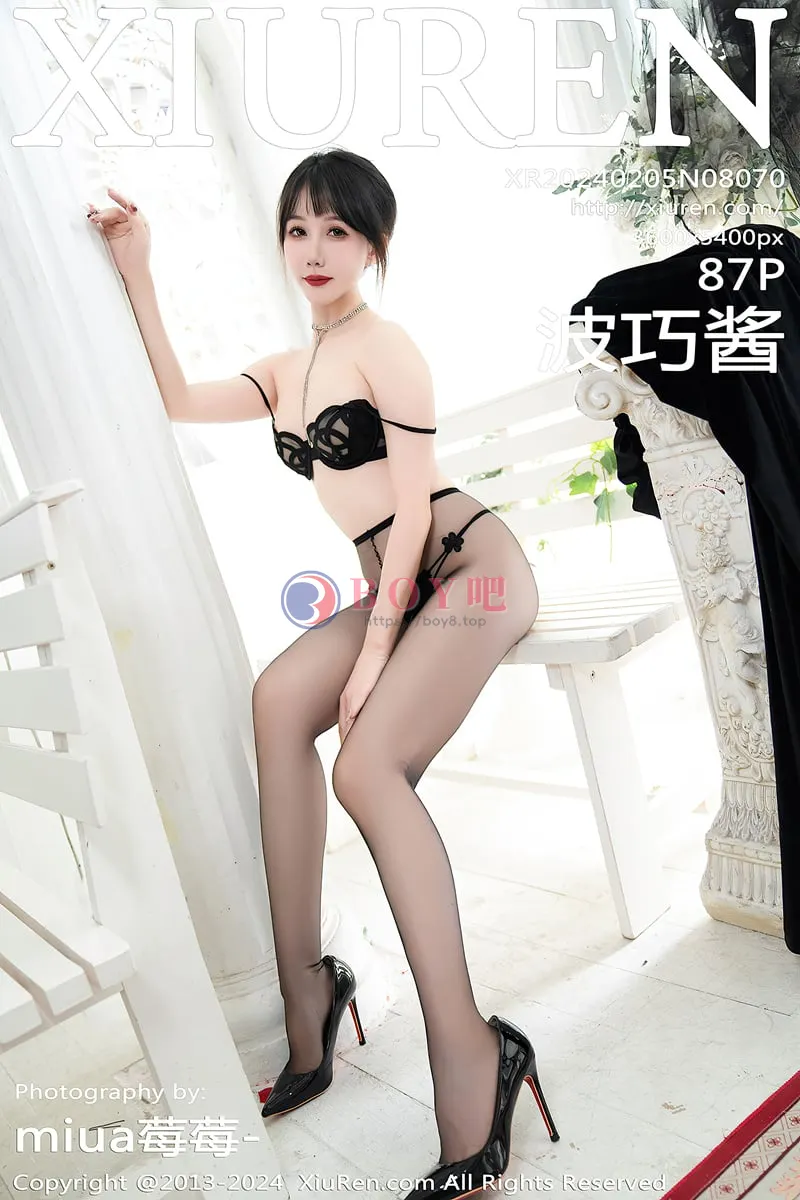 [XiuRen秀人网] No.8070 模特波巧酱性感黑色长裙露黑色蕾丝内衣配超薄黑丝极致魅惑写真-BOY吧