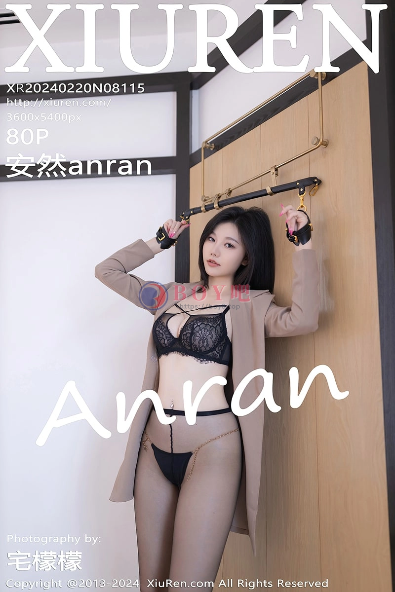 [XiuRen秀人网] No.8115 模特安然anran性感黑色情趣内衣配超薄黑丝秀柔美身段诱惑写真-BOY吧
