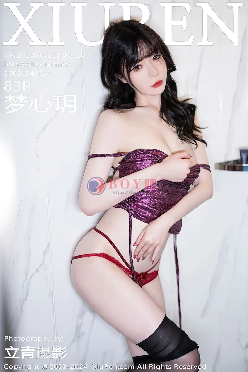 [XiuRen秀人网] No.8267 模特梦心玥性感紫色露肩短裙配开档黑丝秀高挑曼妙身姿诱惑写真-BOY吧