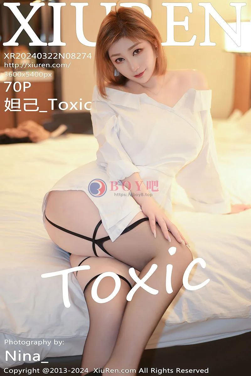 [XiuRen秀人网] No.8274 女神妲己_Toxic私房性感白色衬衫配黑丝吊袜秀丰满身材诱惑写真 - BOY吧-BOY吧