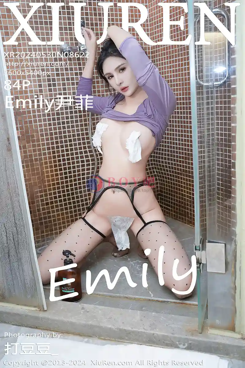[XiuRen秀人网] No.8622 模特Emily尹菲厨房场景性感紫色包臀短裙配黑丝吊袜秀美腿写真-BOY吧
