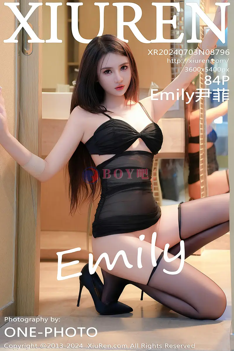 [XiuRen秀人网] No.8796 模特Emily尹菲浴室场景性感黑色情趣内衣配黑丝袜极致诱惑写真-BOY吧