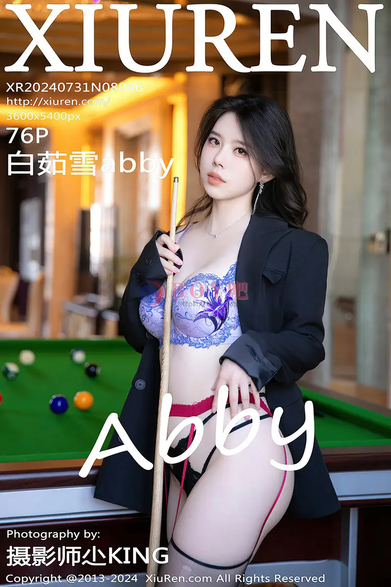 [XiuRen秀人网] NO.8946 模特白茹雪abby台球主题性感蕾丝内衣配黑丝吊袜秀美腿诱惑写真-BOY吧