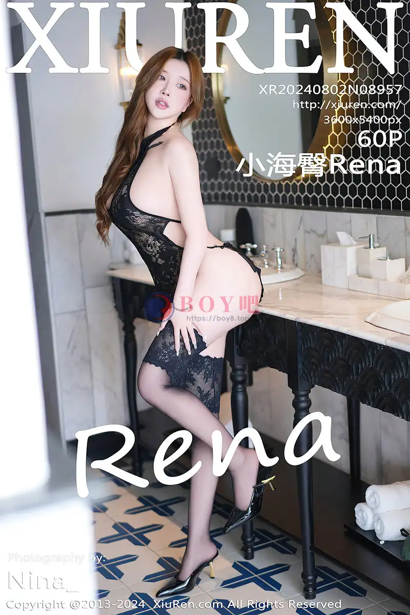 [XiuRen秀人网] NO.8957 模特小海臀Rena性感黑色情趣服饰配黑丝袜秀浑圆翘臀诱惑写真-BOY吧