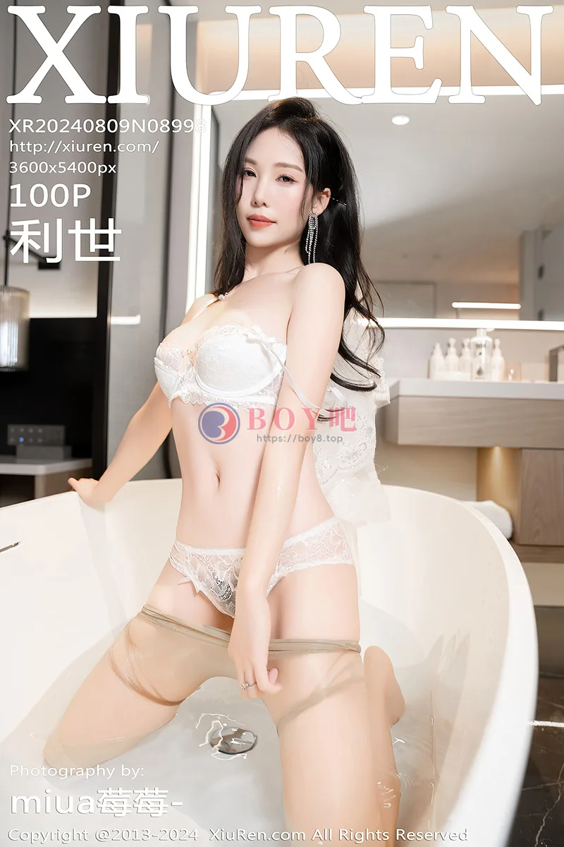 [XiuRen秀人网] NO.8998 模特利世浴室场景性感白色婚纱配超薄肉丝秀完美身材诱惑写真-BOY吧