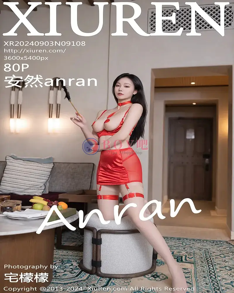 [XiuRen秀人网] NO.9108 模特安然anran性感红色情趣服饰配白丝吊袜秀完美身材诱惑写真-BOY吧