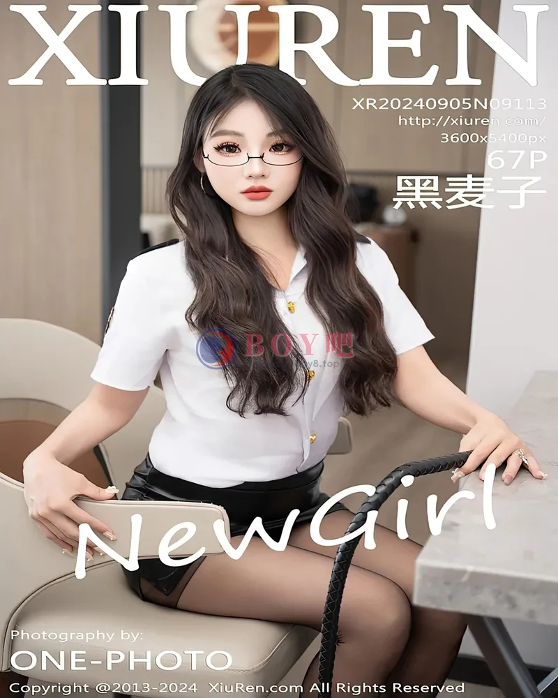 [XiuRen秀人网] NO.9113 新人模特黑麦子性感白色制服配开档黑丝秀柔美身姿撩人诱惑写真 - BOY吧-BOY吧