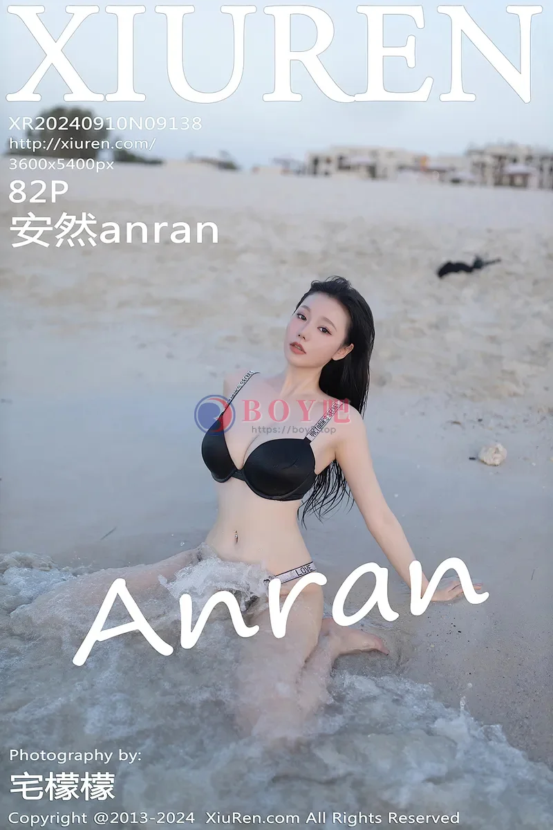 [XiuRen秀人网] NO.9138 模特安然anran海边沙滩场景性感黑色泳装秀柔美身段诱惑写真 - BOY吧-BOY吧
