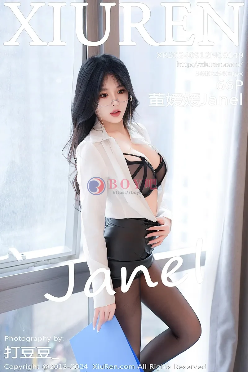 [XiuRen秀人网] NO.9149 模特董媛媛Janel性感白色OL服饰配超薄无内黑丝秀翘臀诱惑写真-BOY吧