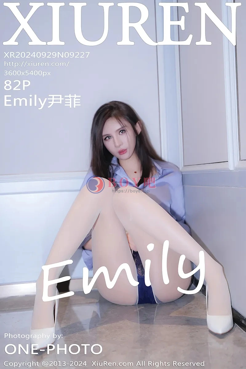 [XiuRen秀人网] NO.9227 模特Emily尹菲性感蓝白制服配开档白丝秀翘臀美腿完美诱惑写真-BOY吧