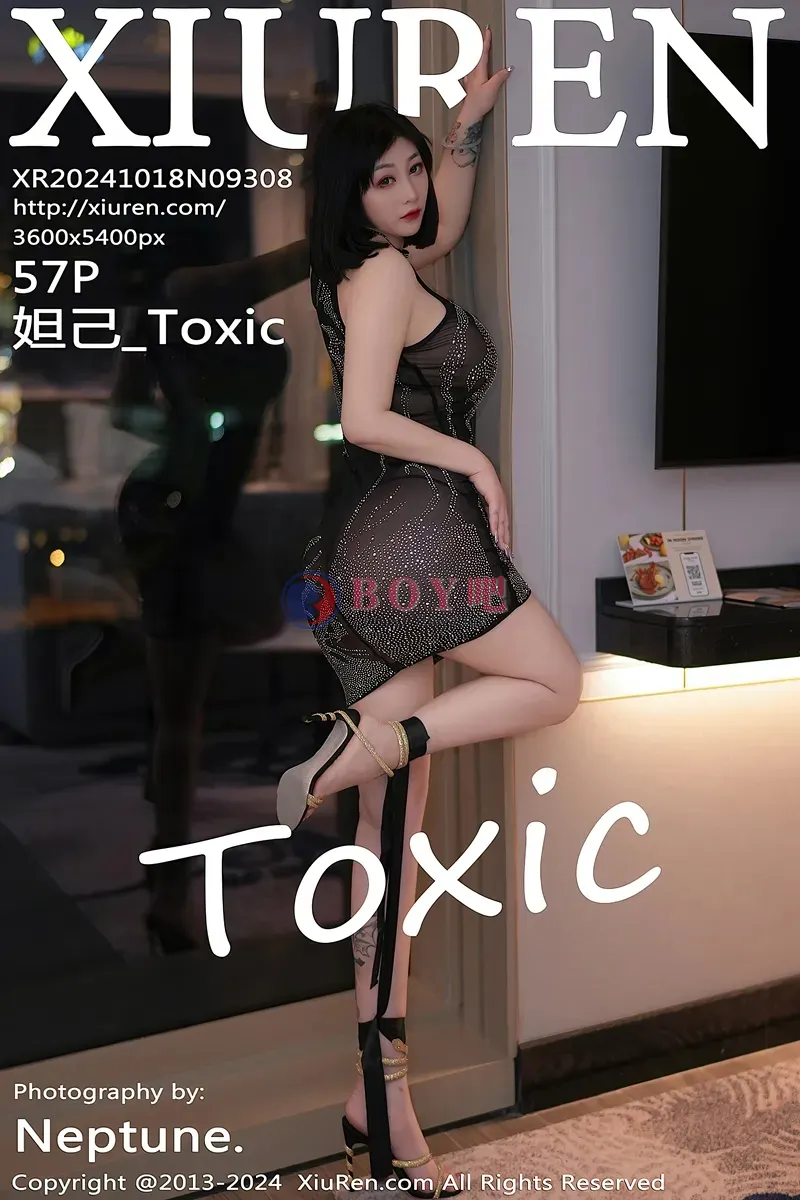 [XiuRen秀人网] NO.9308 女神妲己_Toxic性感黑色轻透连衣短裙秀丰腴身姿惹火诱惑写真 - BOY吧-BOY吧