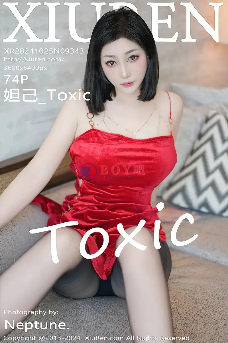 [XiuRen秀人网] NO.9343 女神妲己_Toxic性感红色吊带短裙配超薄黑丝秀雪峰美臀诱惑写真-BOY吧