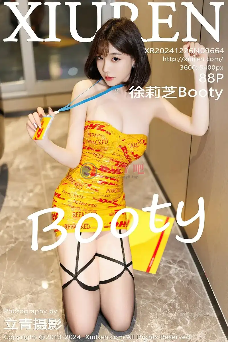 [XiuRen秀人网] NO.9664 女神徐莉芝Booty性感黄色胶布+黑色情趣内衣秀完美身材诱惑写真-BOY吧