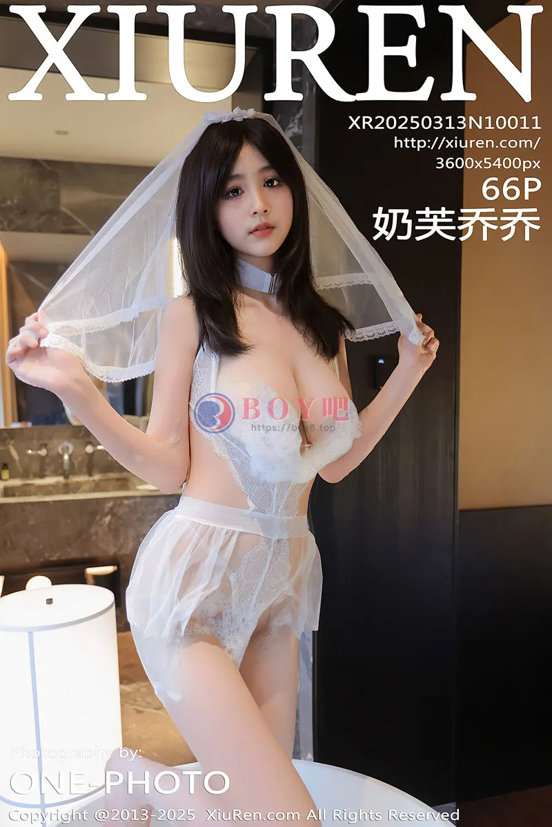 [XiuRen秀人网] NO.10011 模特奶芙乔乔性感白色婚纱露白色蕾丝内衣秀凹凸身材诱惑写真-BOY吧