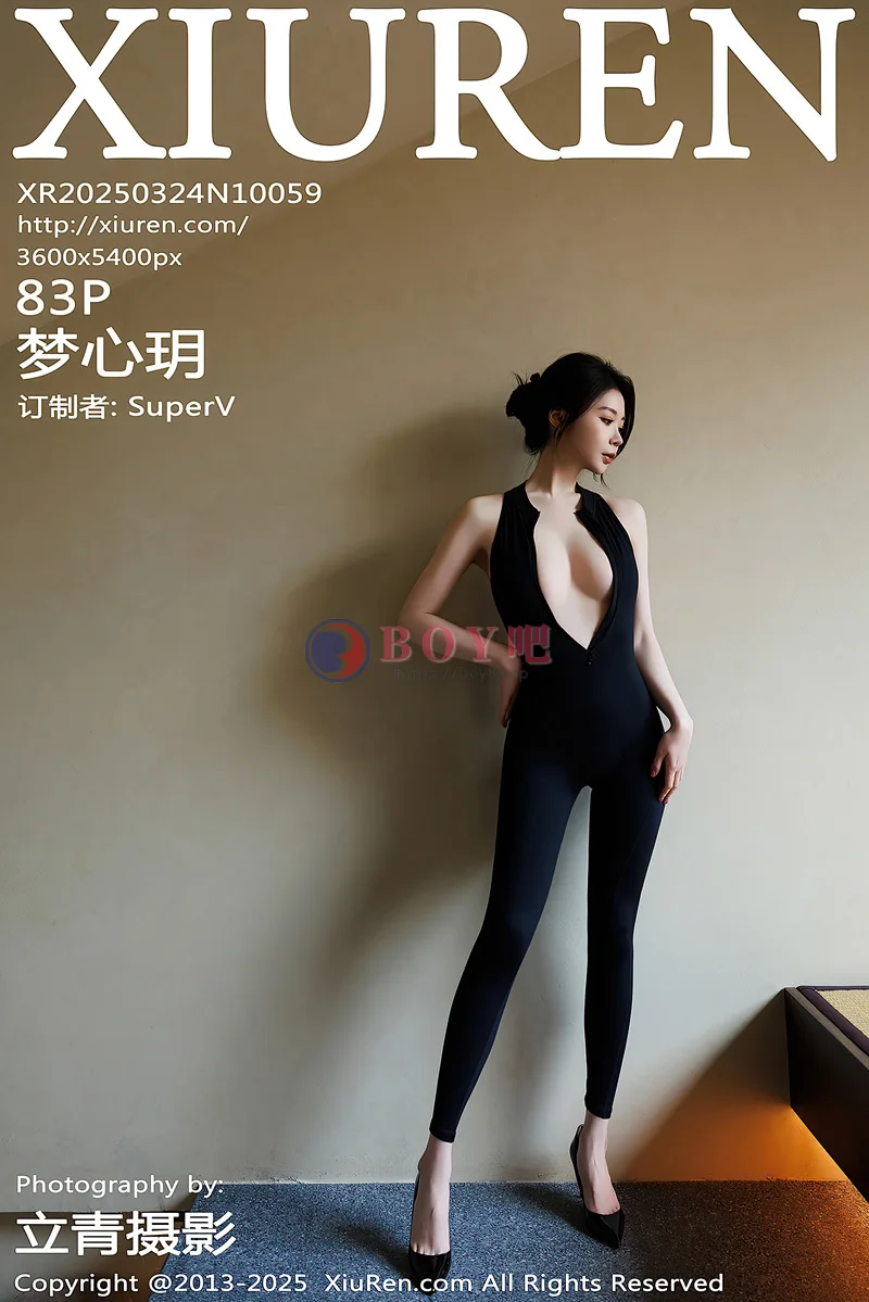 [XiuRen秀人网] NO.10059 模特梦心玥性感黑色情趣内衣配黑丝吊袜秀高挑曼妙身姿诱惑写真-BOY吧