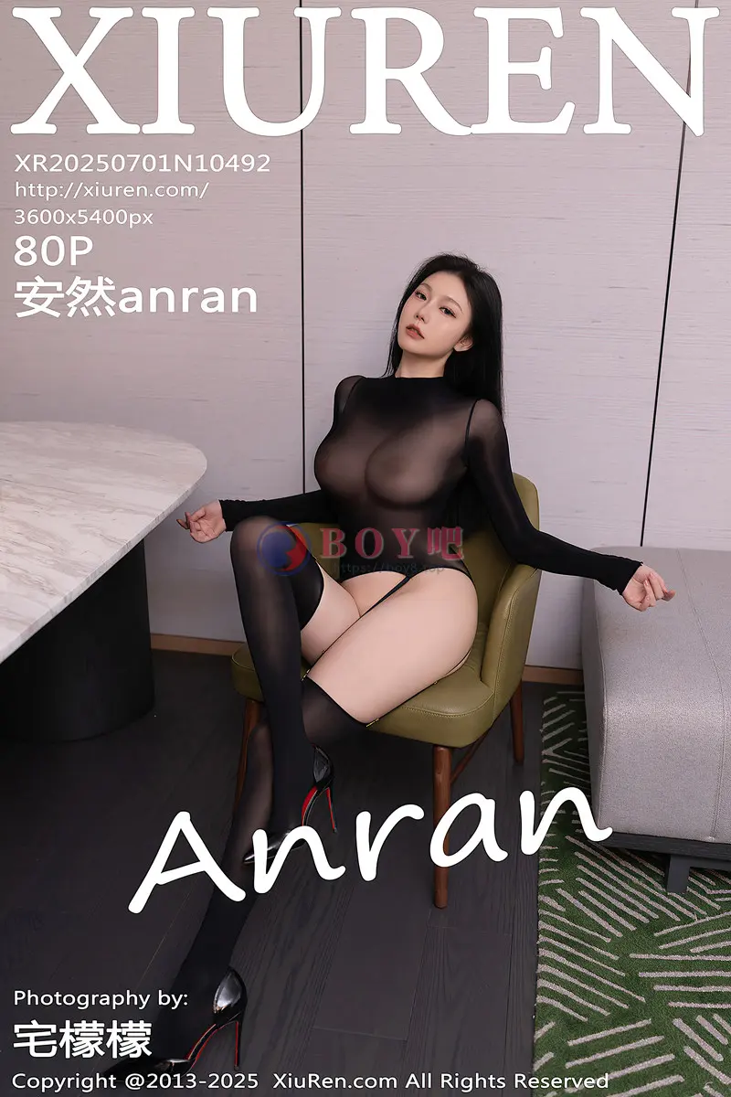 [XiuRen秀人网] NO.10492 模特安然anran性感黑色连体丝袜露黑色内衣秀柔美身段诱惑写真-BOY吧