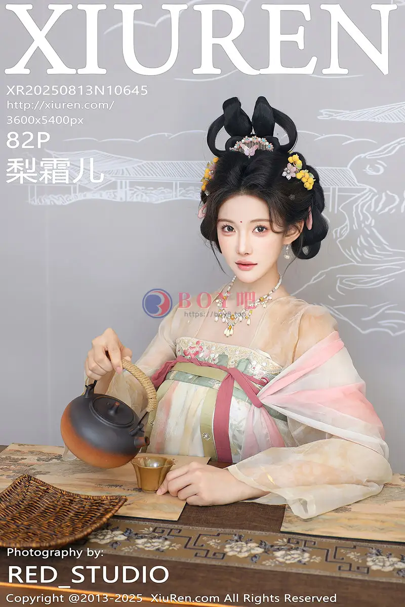 [XiuRen秀人网] NO.10645 模特梨霜儿古典主题性感浅色古装服饰秀丰腴身材迷人美腿写真-BOY吧