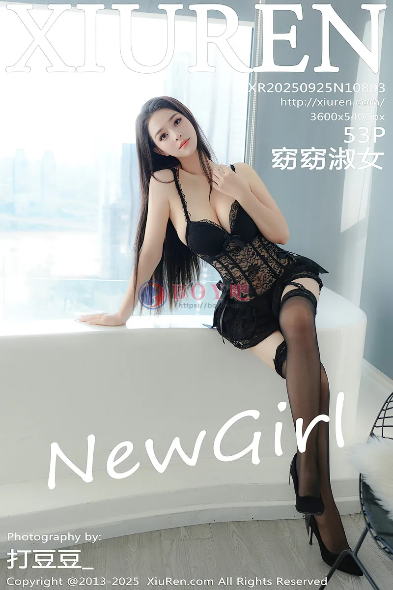 [XiuRen秀人网] NO.10803 模特窈窈淑女性感黑色情趣内衣配黑丝吊袜秀惹火身材诱惑写真 - BOY吧-BOY吧