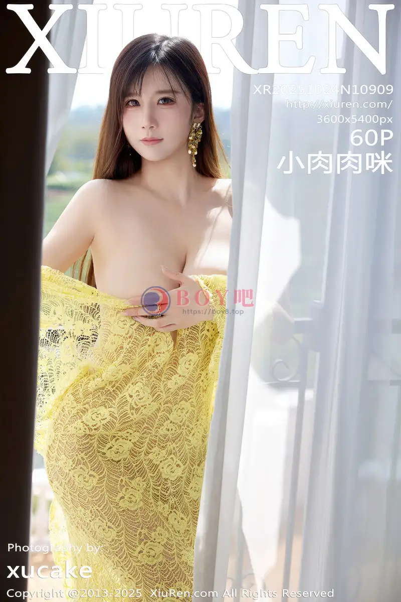 [XiuRen秀人网] NO.10909 模特小肉肉咪性感黄色复古蕾丝连衣裙秀丰满身材惹火诱惑写真-BOY吧