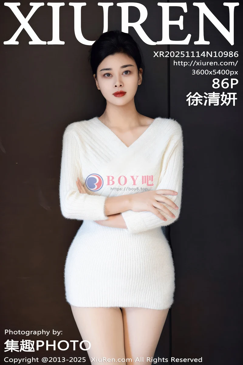 [XiuRen秀人网] NO.10986 模特徐清妍性感白色毛衣露黑色内衣配超薄肉丝秀曼妙身姿诱惑写真-BOY吧