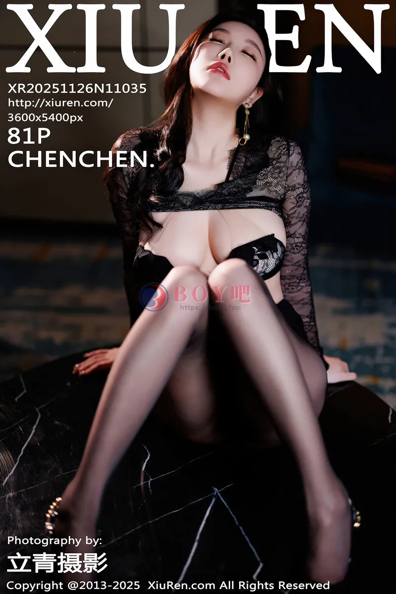 [XiuRen秀人网] NO.11035 女神CHENCHEN.性感黑色情趣内衣配超薄黑丝秀丰腴身材诱惑写真-BOY吧