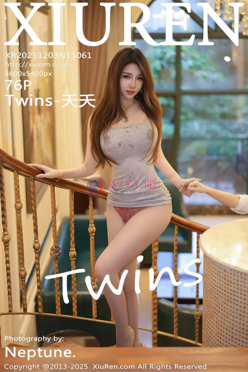 [XiuRen秀人网] NO.11061 模特Twins-夭夭性感灰色连衣裙露红色内衣秀曼妙身姿诱惑写真-BOY吧